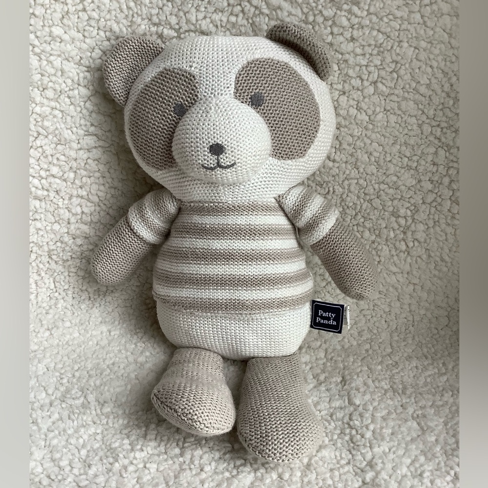 Living Textiles Plush Patty Panda w Rattle Cotton Knit Stuffed Animal Toy